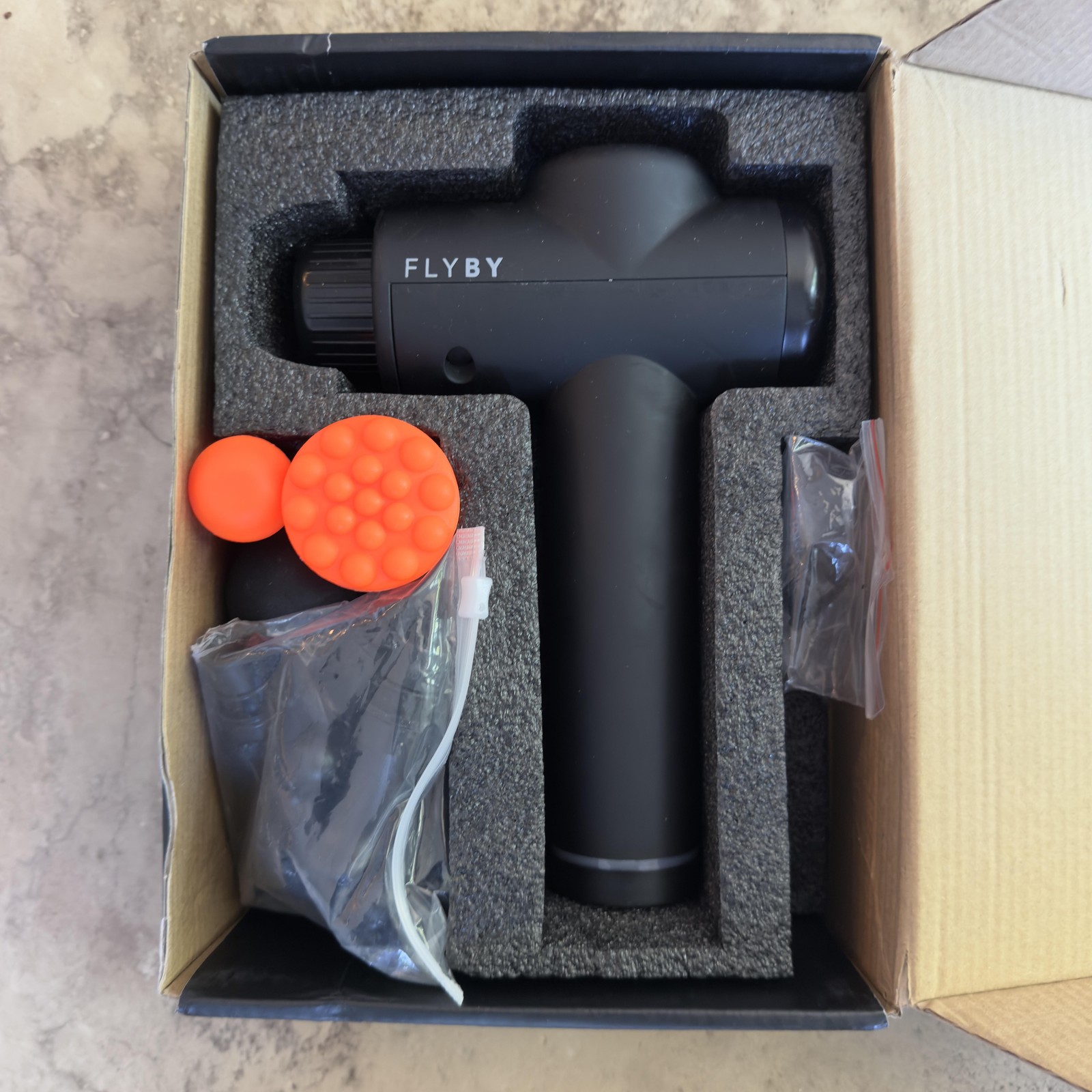Toloco EM26 Percussion Massage Gun Flyby Attachments Deep Tissue Muscle Relief
