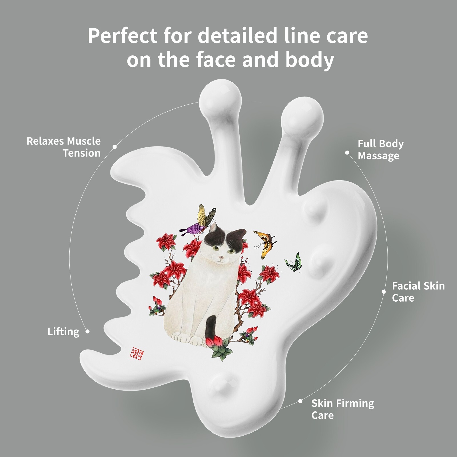 PEARLCARE Korean Handmade Ceramic Gua Sha Massage Tool Body&Face&Muscle Relief