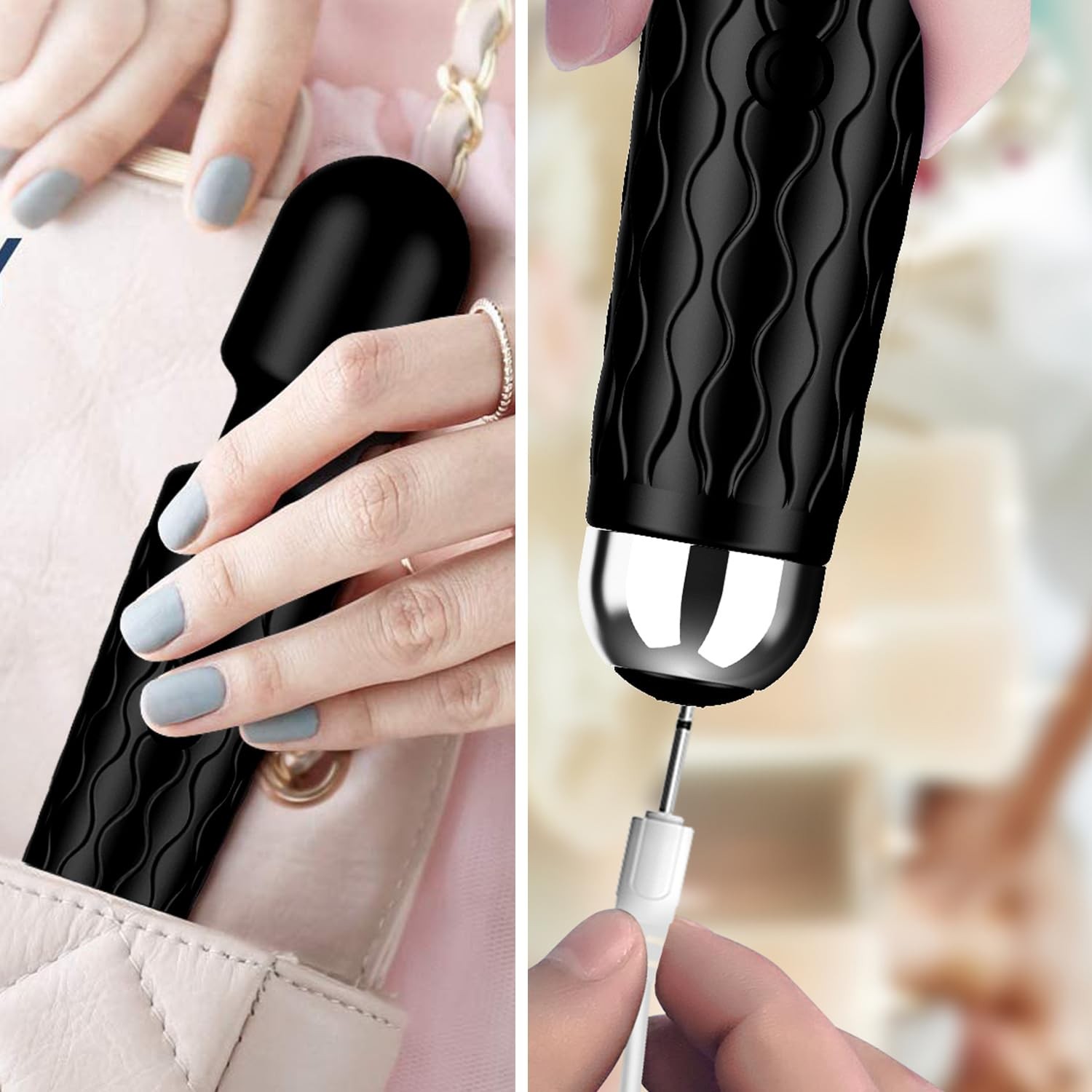 AEVEONE Personal Massager – Handheld Wand Feature, Quiet & 2 Piece Set, Black