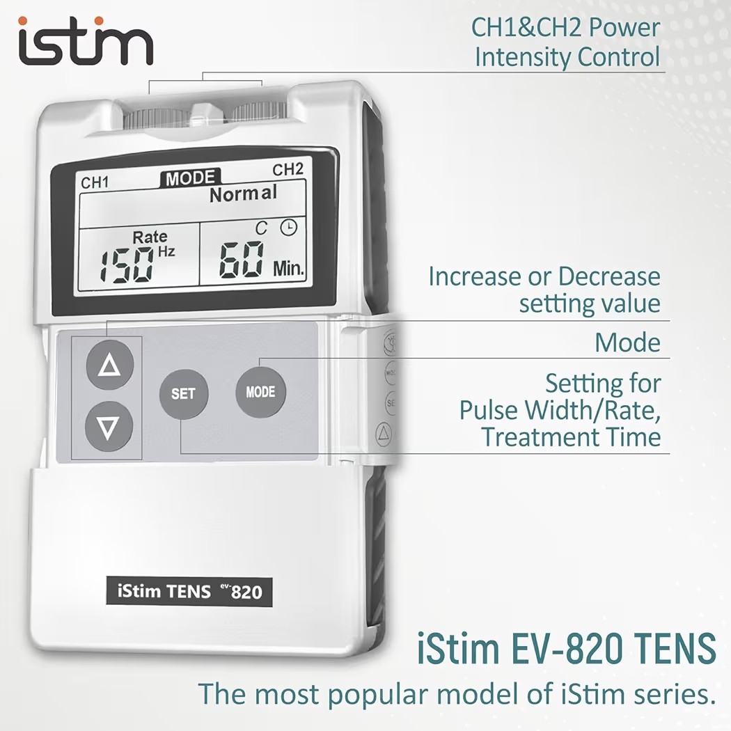 Tens Unit EMS Stim Massager IStim EV820 With 8 Electrodes For Pain Management
