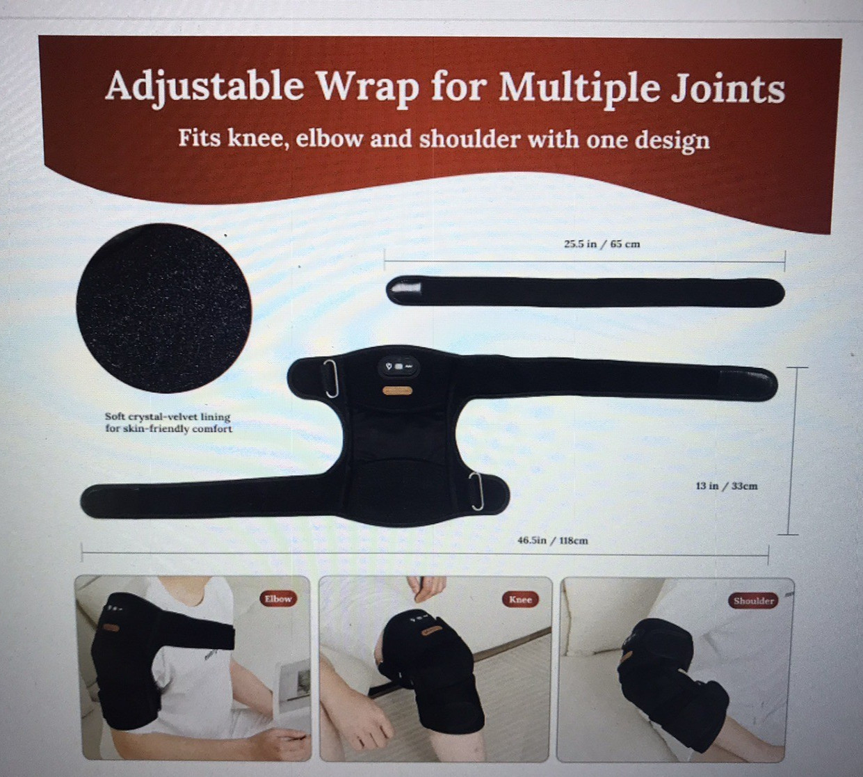 Marris JJW Red Light Therapy Knee, Elbow, Shoulder Massage w/ Heat & Vibration