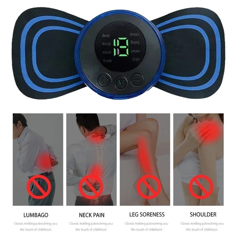 Electric EMS Neck Massager Portable Cervical Pain Relief Gel Pad Stimulator