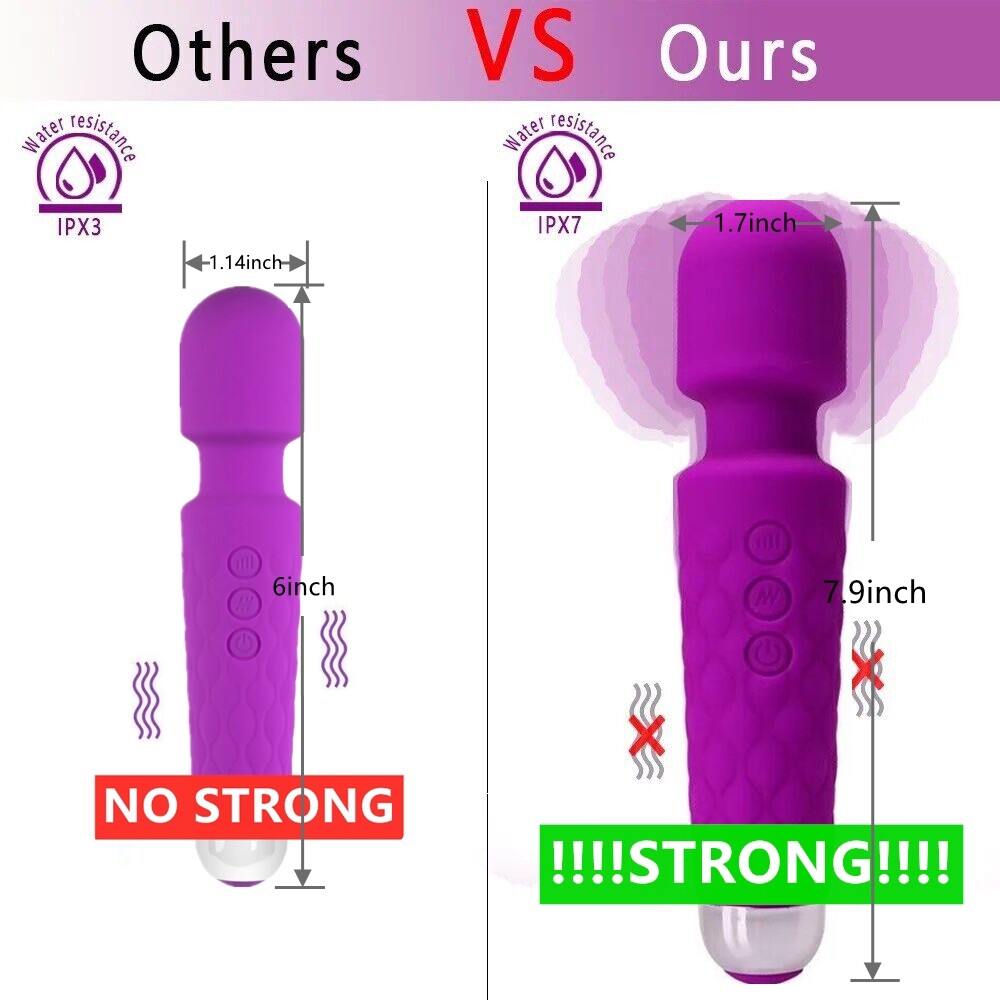 Adult Women 20 Speed Handheld Massager Vibrator Wand Vibrating Massage 5 colors