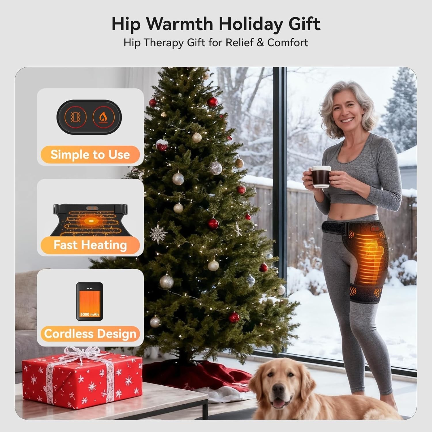 Cordless Heated Massage for Hip/Sciatica Pain Relief with 5000mAh Power Bank …