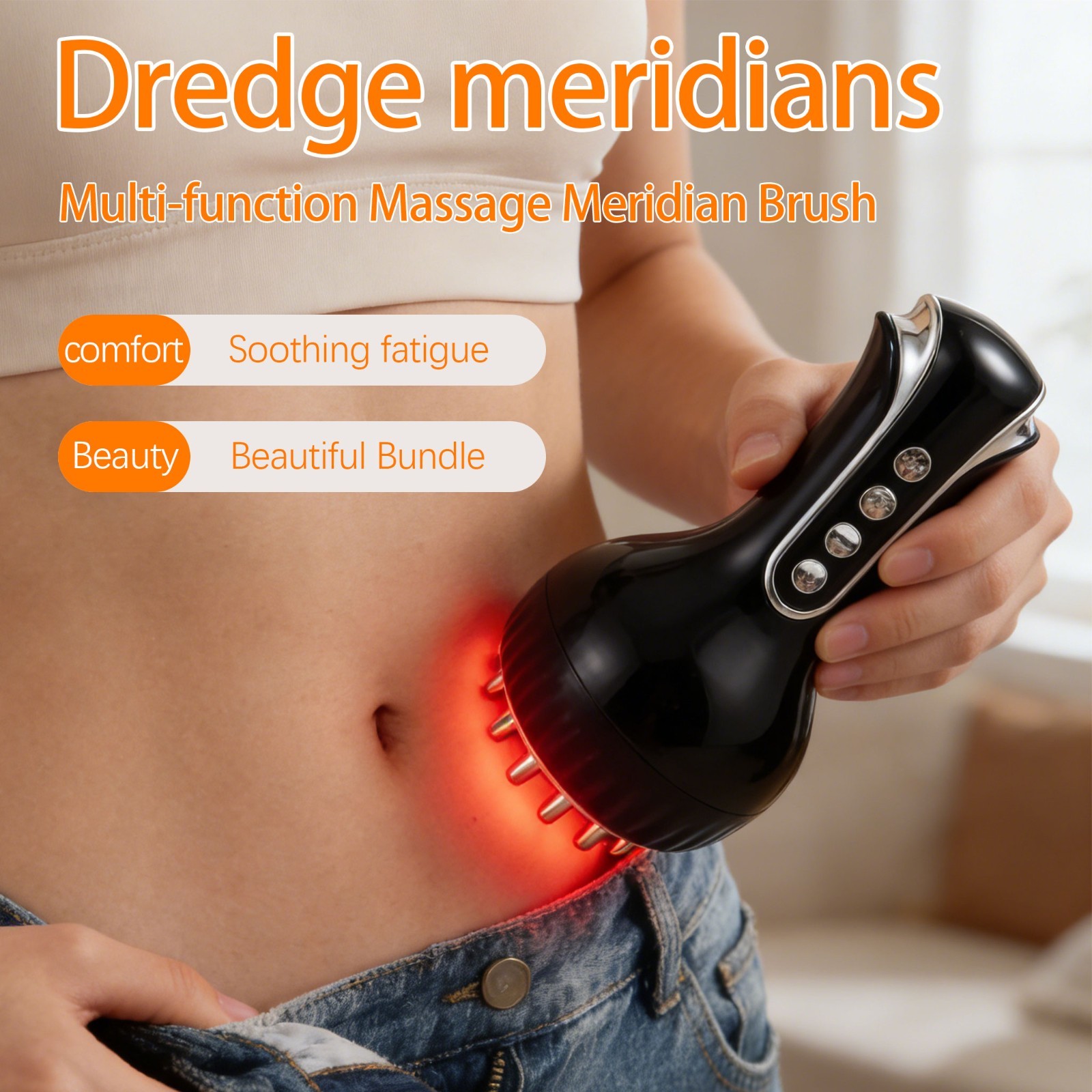 35-Speed 3-in-1 Electric Lymphatic Brush Meridian Massage Tool