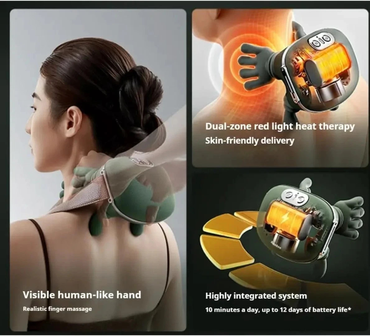 Neck Shoulder Massager with Heat Simulated Human Hand Cervical Trapeziu Massager