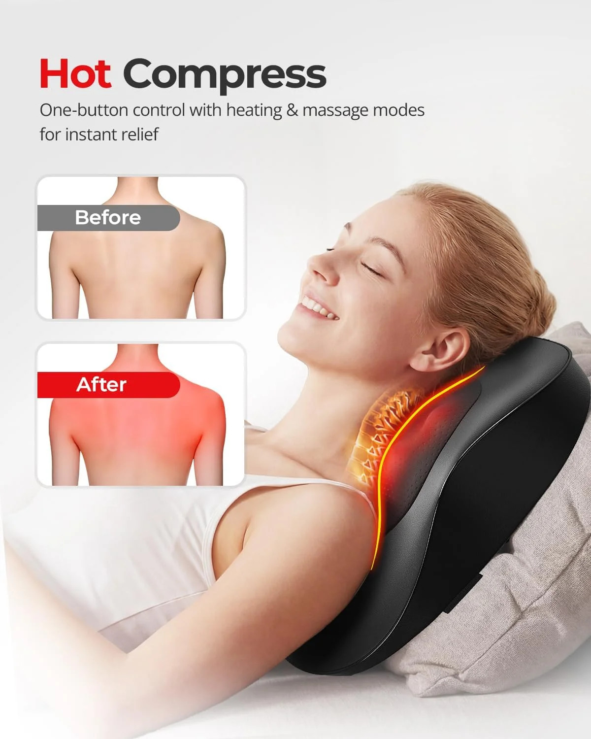 Electric Neck Massager Pillow, Ultra-Quiet Corded Neck and Shoulder Massager wit