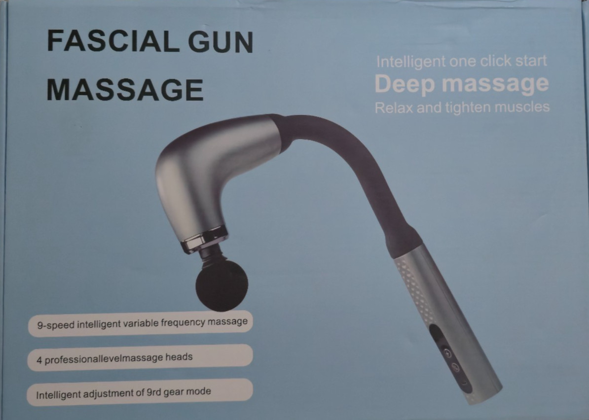 Fascial Gun Deep Tissue Massage Gun Cordless Percussion Massager 9-Speed 4 Heads