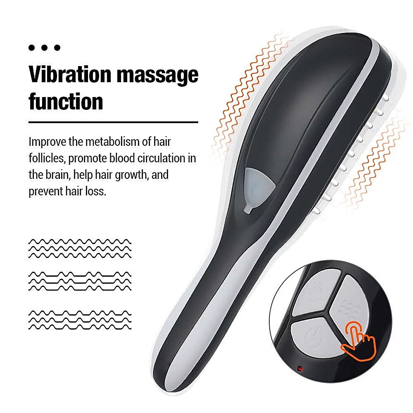 Electric Scalp Massager USB Rechargeable LED Red Blue Light Vibration Nano Spray