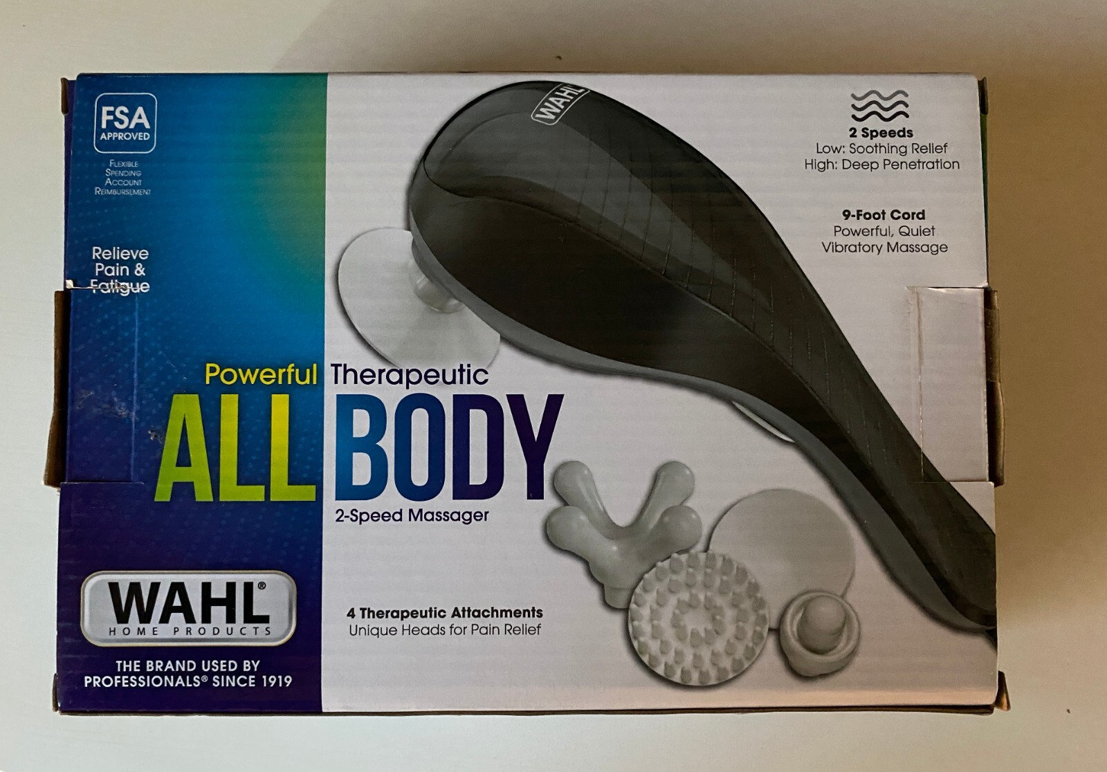 WAHL All Body Power Therapeutic 2-Speed Massager w/ 4 Attachment Heads 4120-600