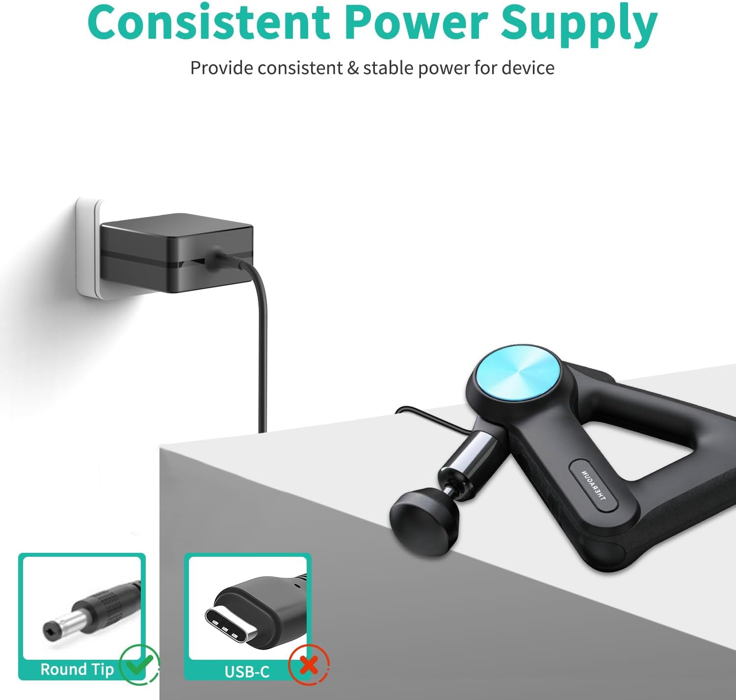 HKY 20V Charger for Theragun Elite,Theragun PRO G4, G3, G3Pro,G3-Pro,Elite-Pkg-B