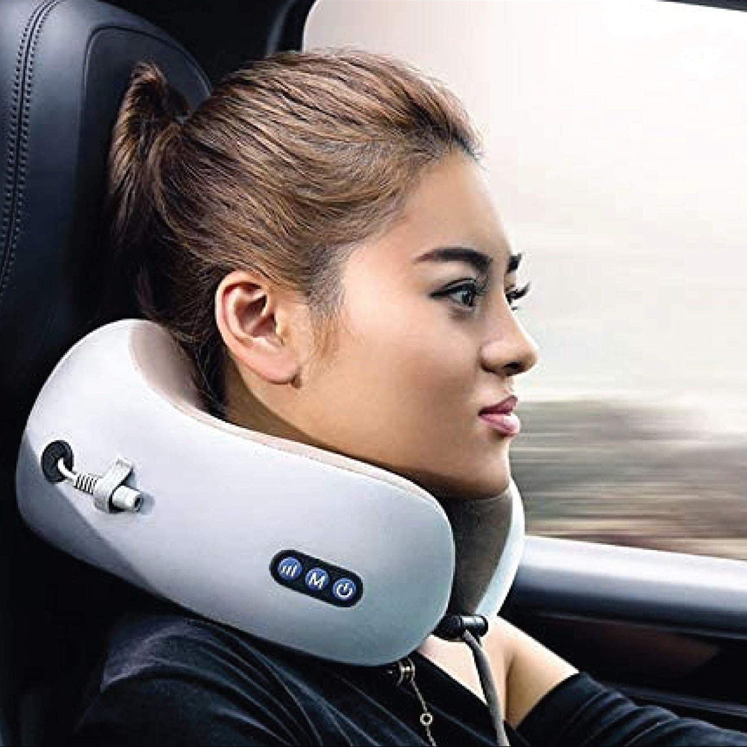 TRAKK Deep Tissue Memory Foam Neck Massage Travel Pillow, Brown (Open Box)