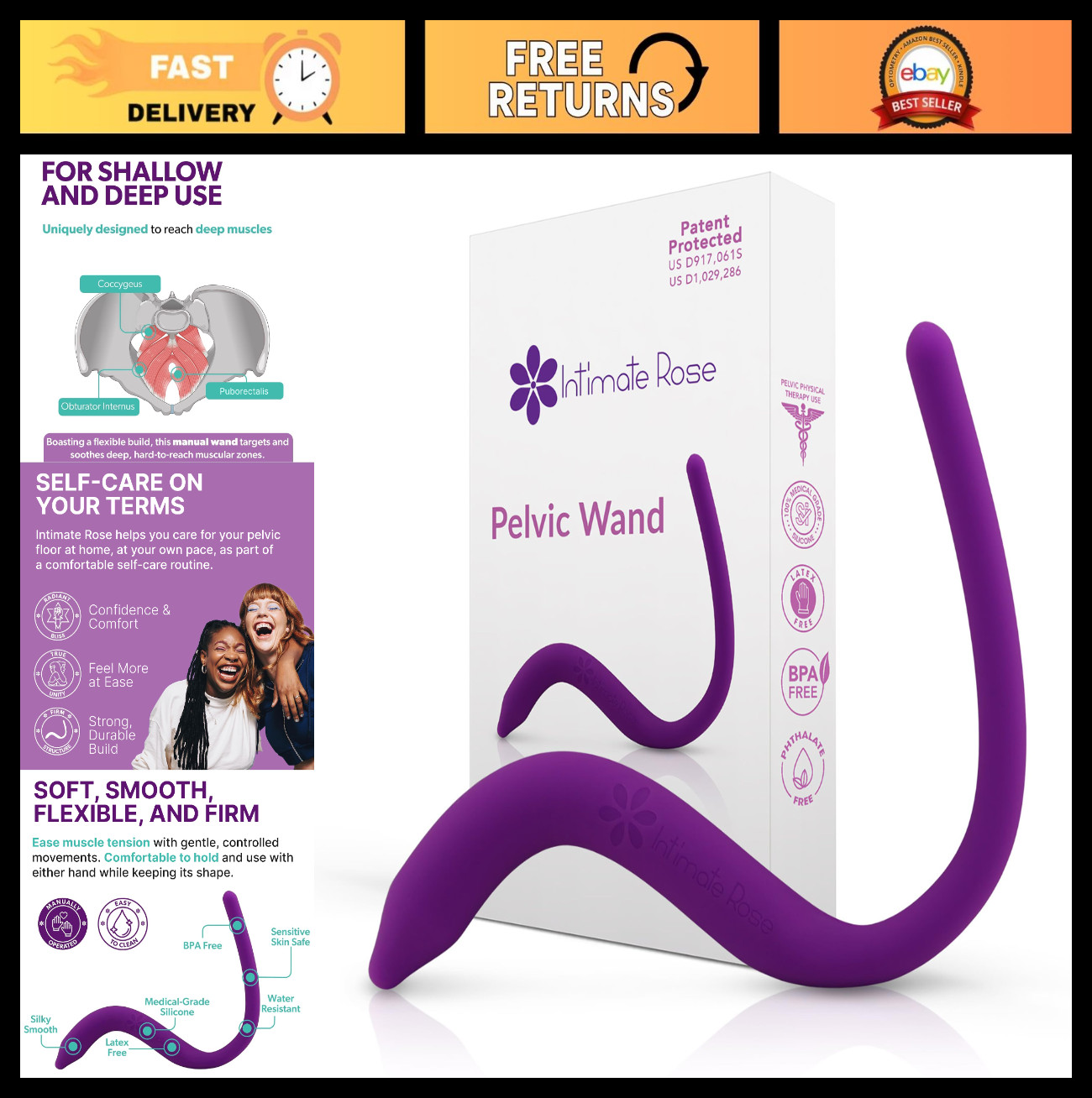 Non-Vibrating Wand – BPA-Free, Latex-Free, Intimate Massage Tool, Standard Size