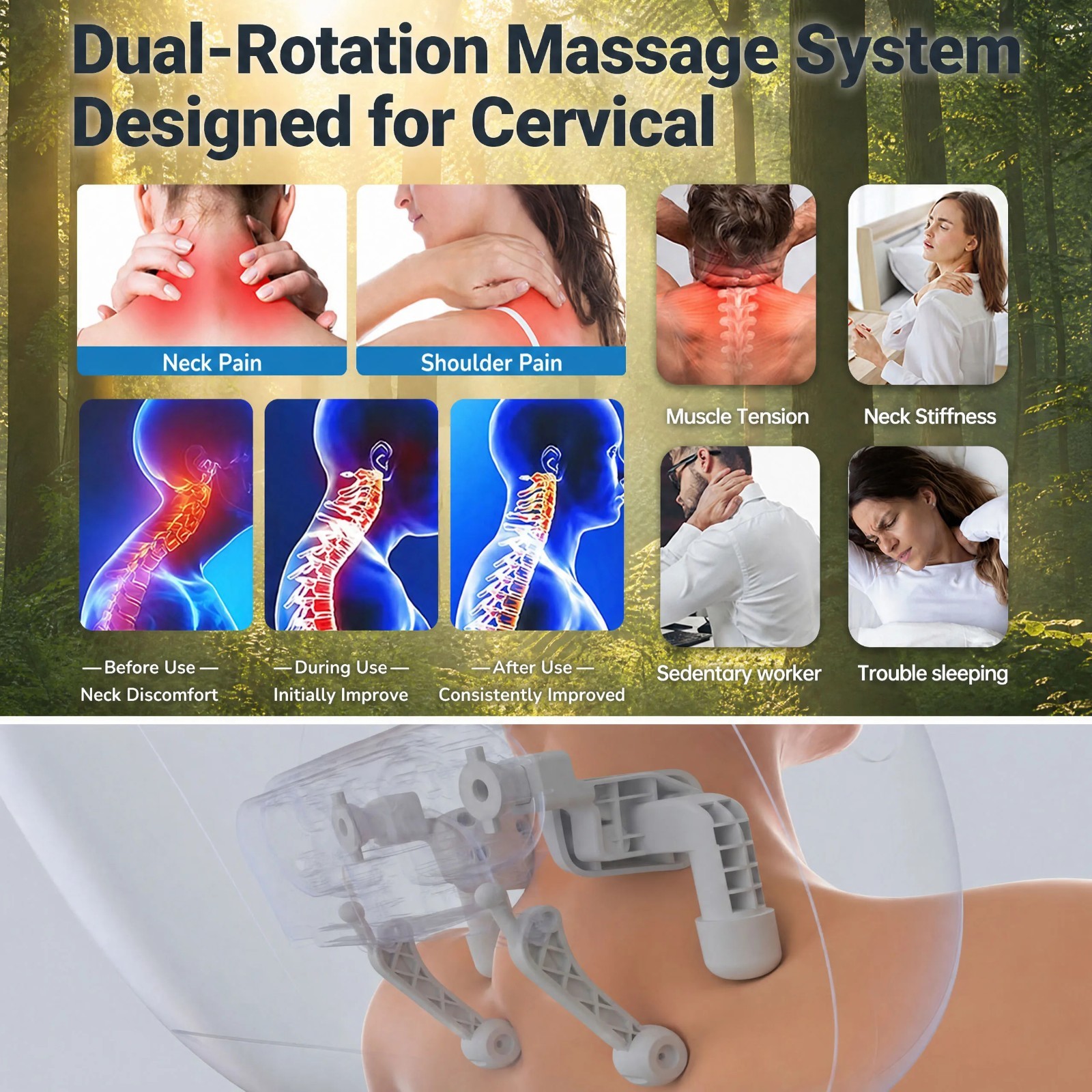 Shiatsu Neck and Shoulder Massager Pillow for Deep Relaxation，Ideal for Sleeping
