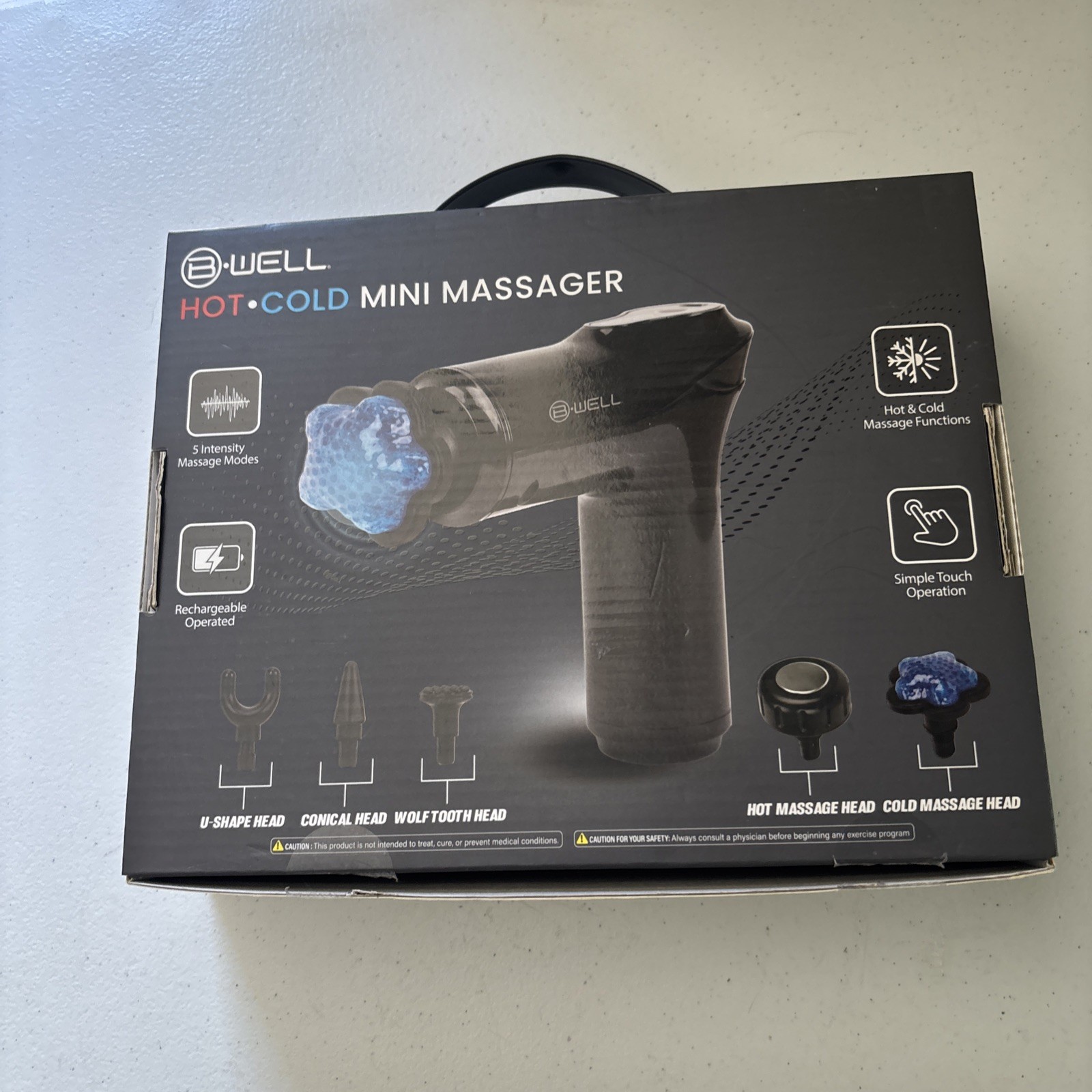 B-Well Hot Cold Mini Messager Rechargable Usb-c Portable Cordless Massage Gun