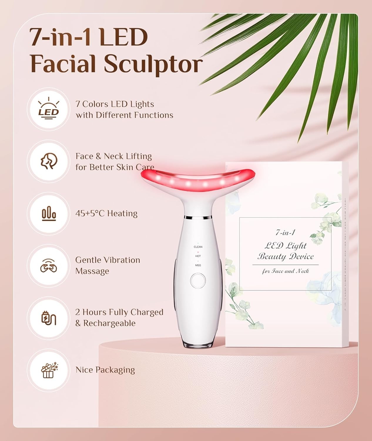 Trinity 7 Color Galvanic Face Massager – Red Light Therapy##