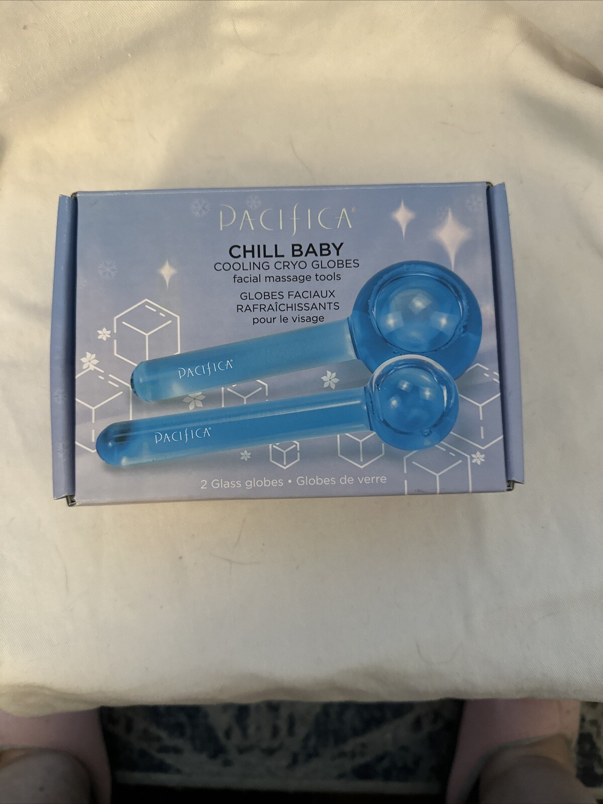 Pacifica Chill Baby Cooling Cryo Globes Facial Massage 2 Glass Globes Brand New