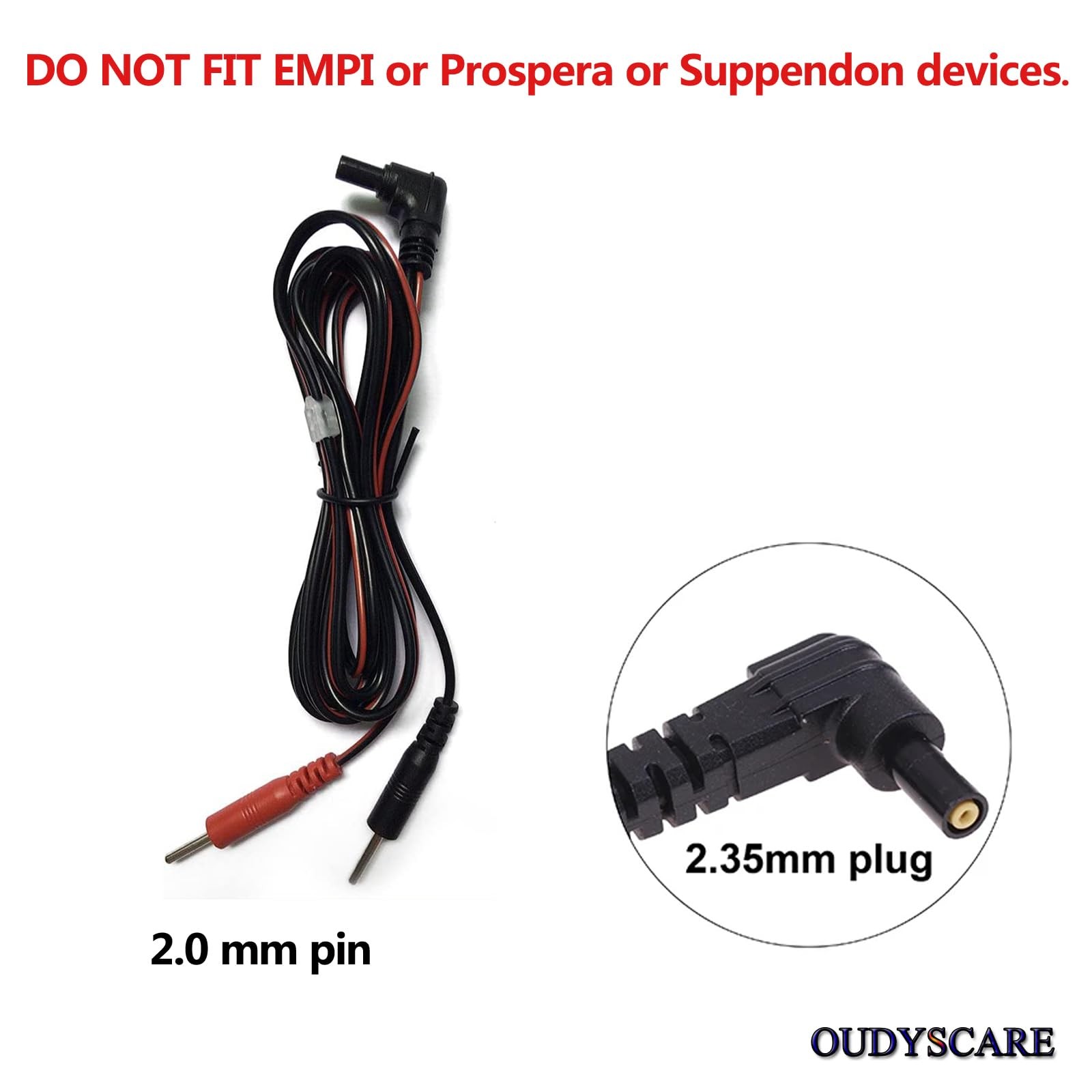 TENS Unit Replacement Lead Wires 2.35mm Plug 1.2m Compatible with 7000, 3000
