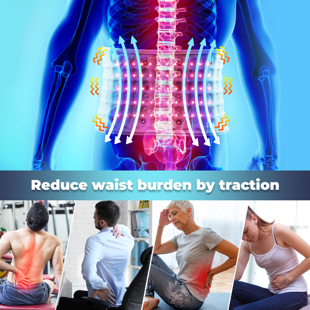 Heating Massage Decompression Belt Lumbar Support for Lower Back Pain Relief USA