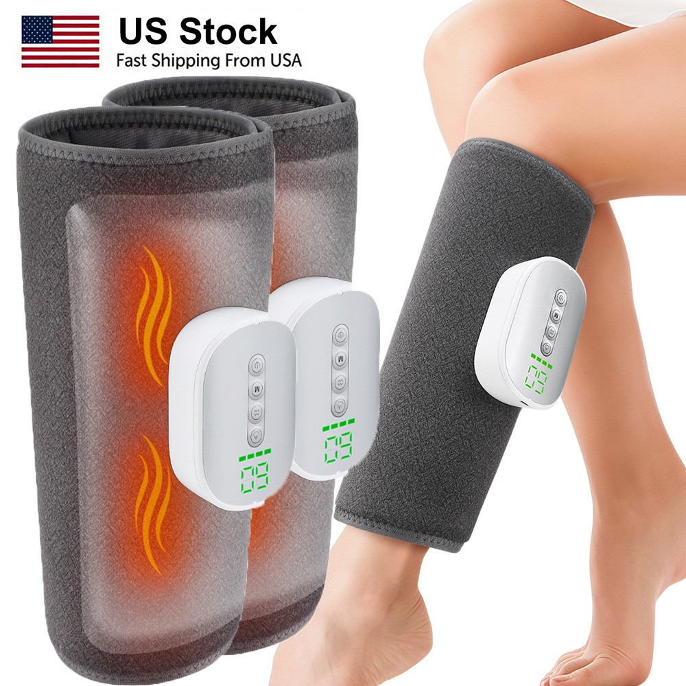 Cordless Leg Massager for Circulation, Air Compression Calf Massager with Heat