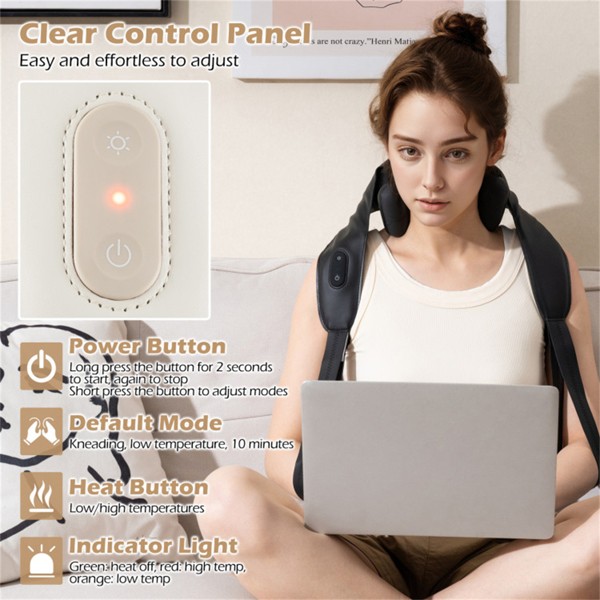 Neck Shoulder Massager – 4D Deep Tissue Kneading, 2 Modes & 2-Level Heat , Hands