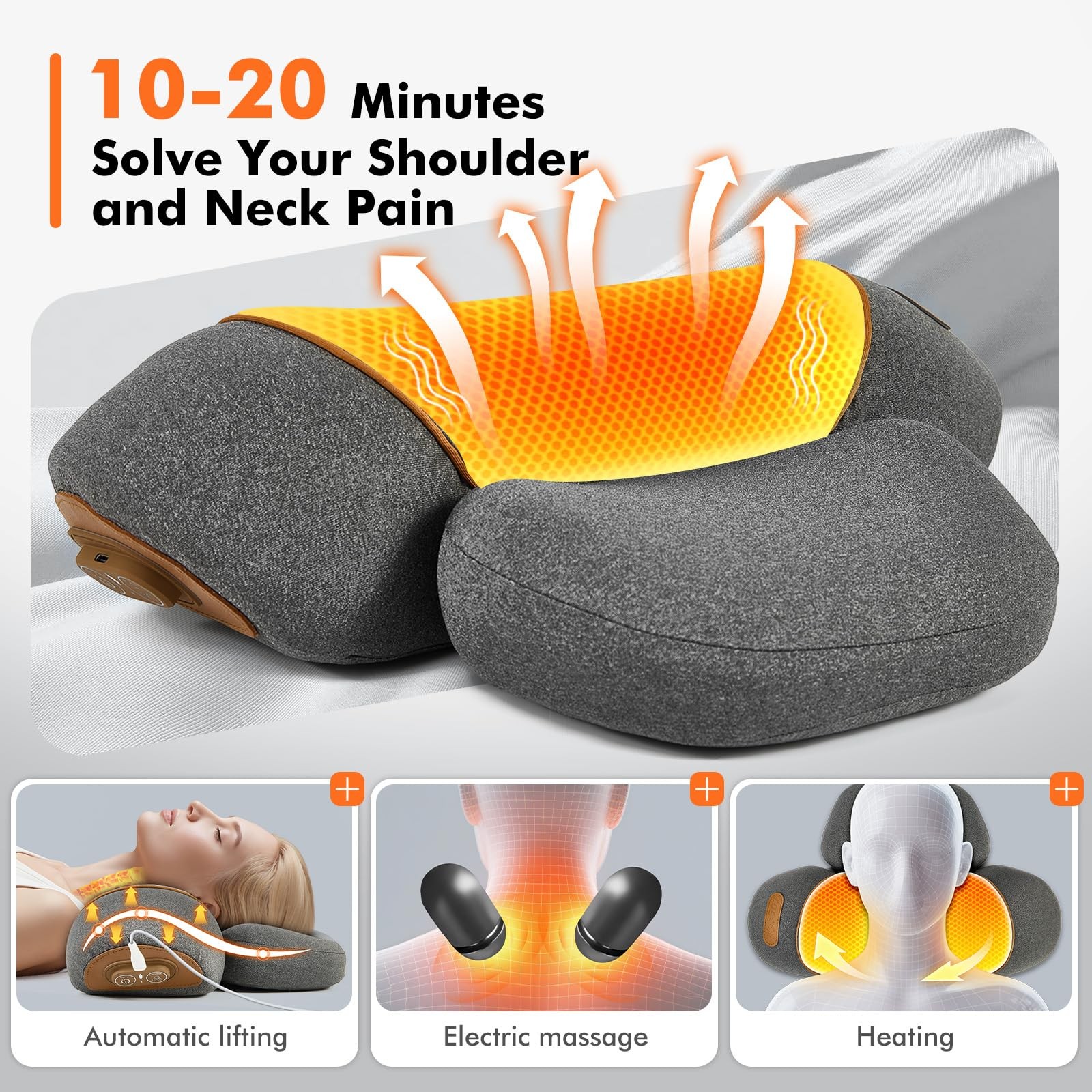 Neck Massager Pillow – 3-in-1 Neck Pillow with Battery, Travel Neck Massager …
