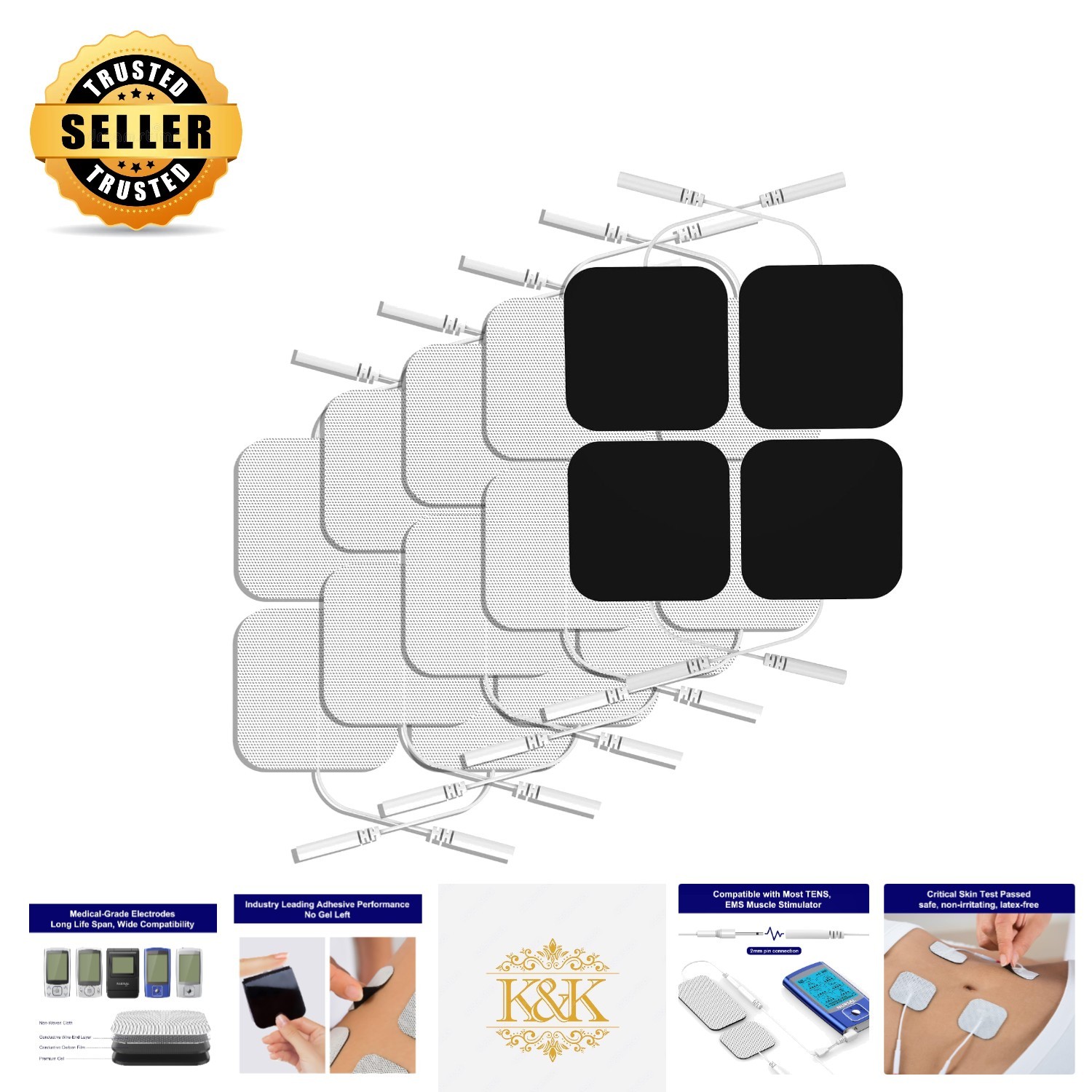 Soft & Flexible 20-Pack TENS Unit Electrodes – Ideal for Sensitive Skin