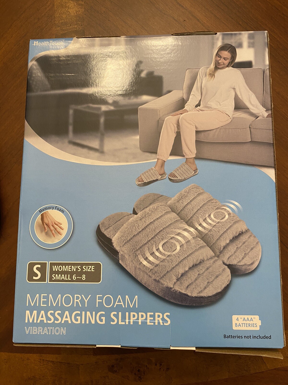 health touch foot massager slippers Size S 6-8 Gray