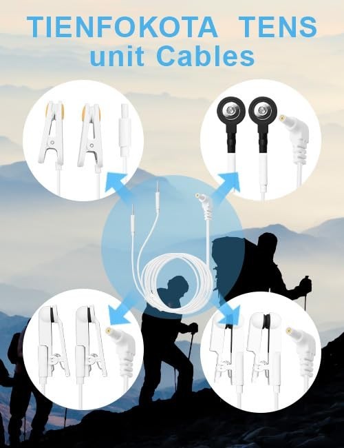 2PCS Premium TENS Lead Wires, Soft TPE, 2.35mm Plug, 2mm Pin Electrodes