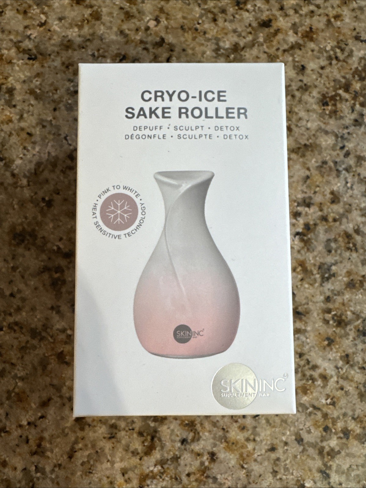 Skin Inc Cryo Ice Sake Roller – Depuff Sculpt Detox – Pink To White New Sealed