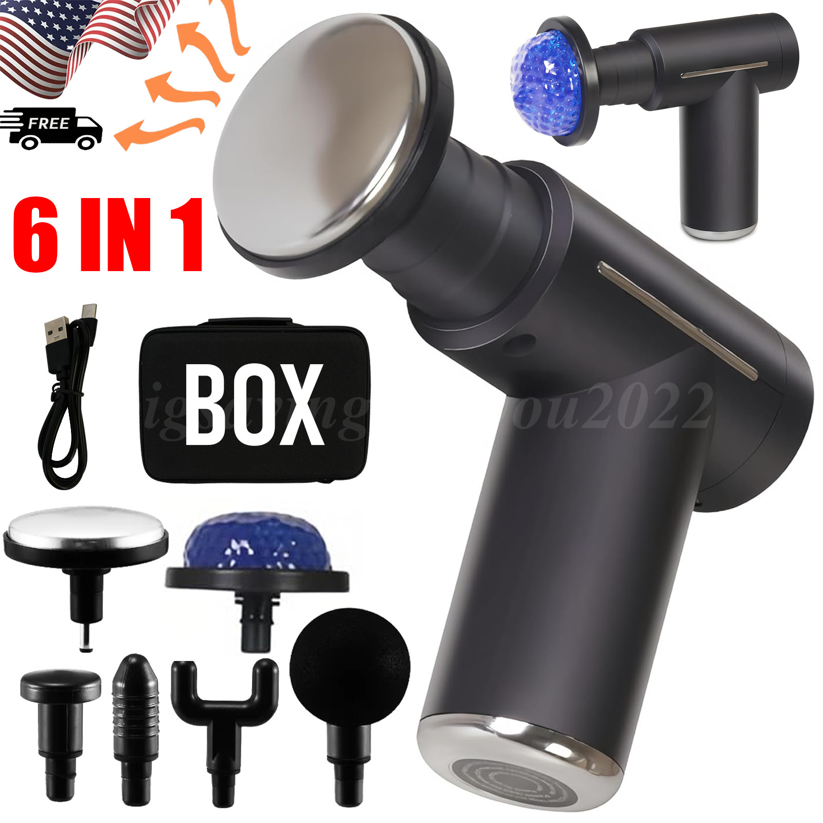 Portable Massage Gun 6 Speeds with Constant Temperature Heating 6 Massage Heads