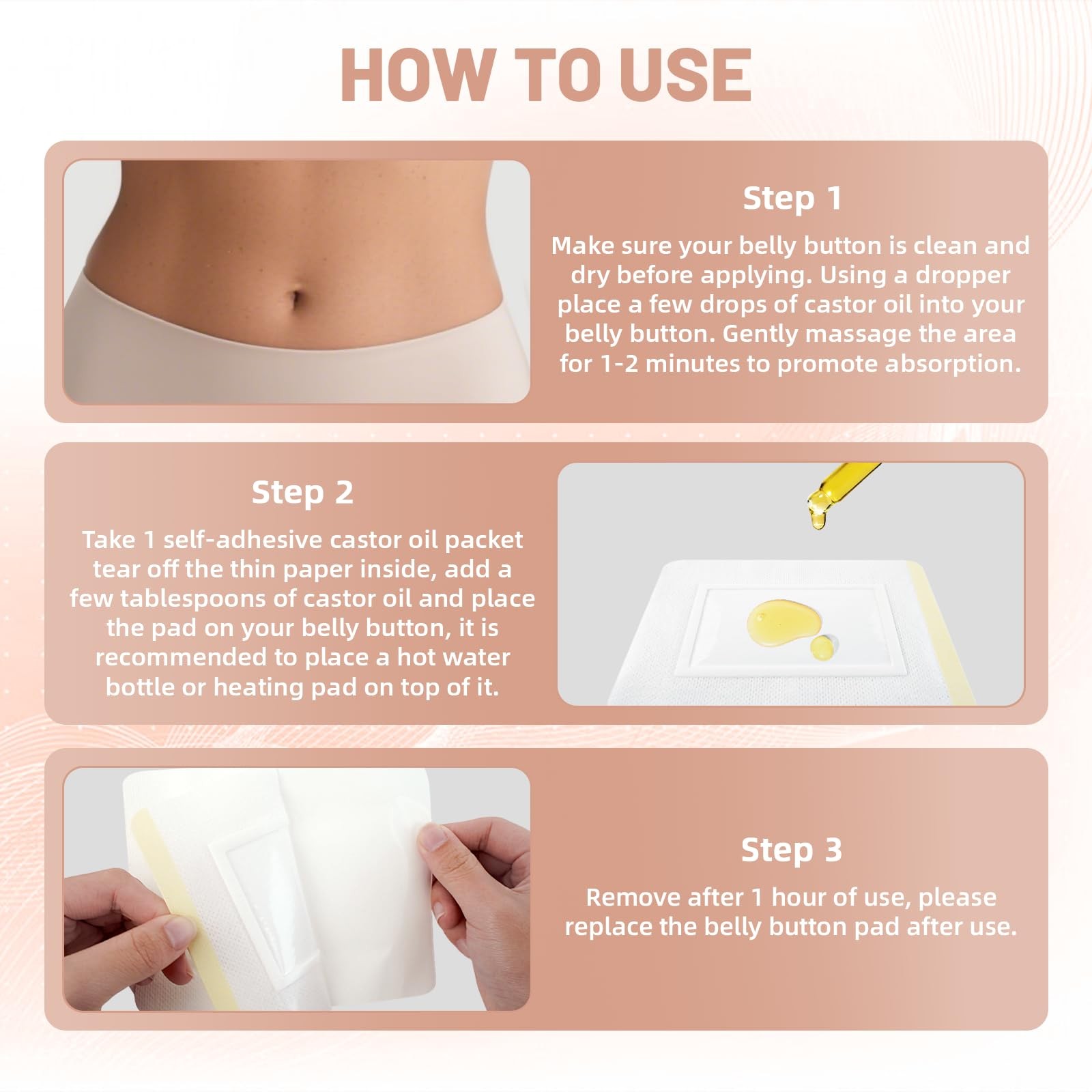 30Pcs Castor Oil Pack Wrap, Organic Cotton Castor Oil Belly Button Patch, Por…