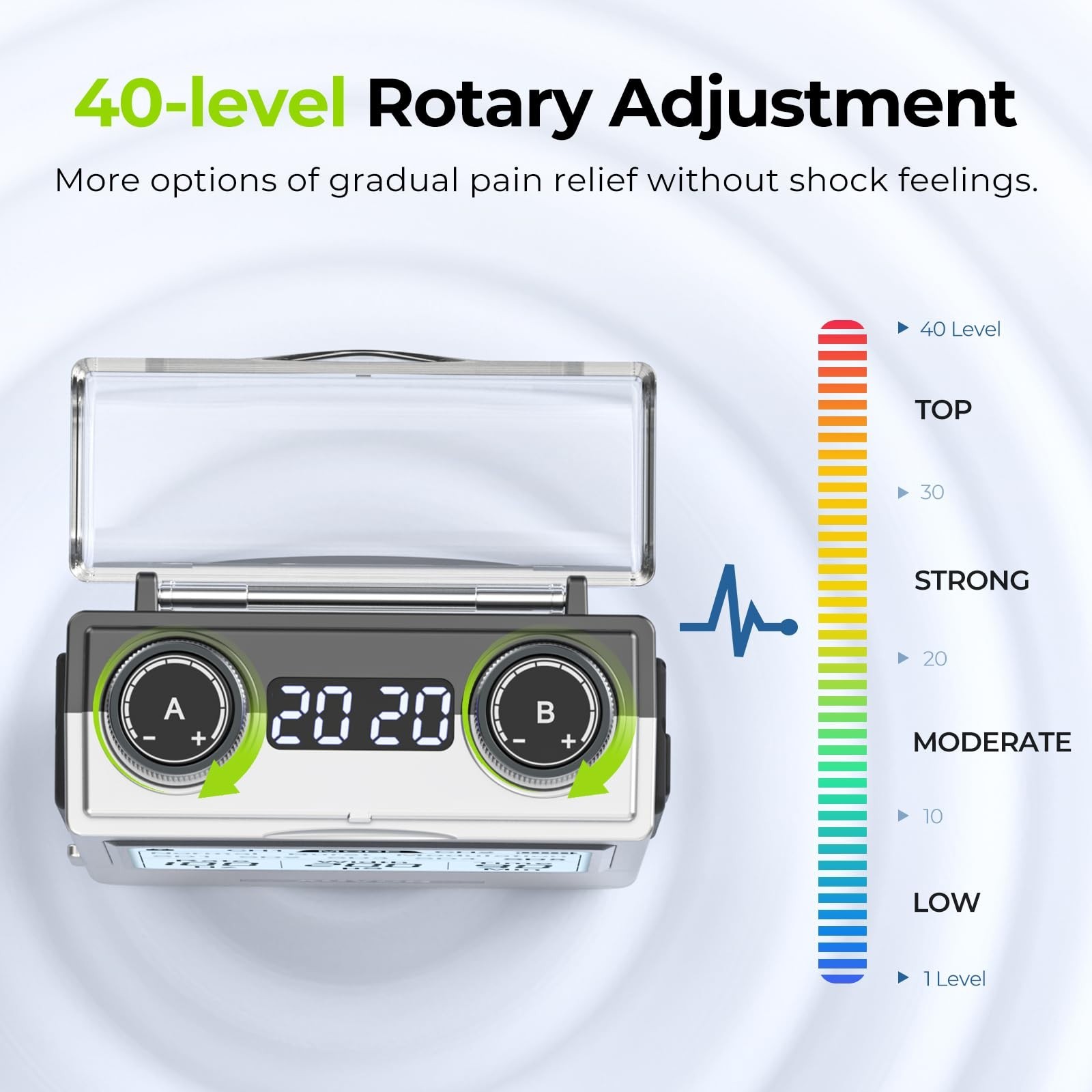 Rechargeable 4-Channel TENS Unit Muscle Stimulator for Back Pain Relief, 8 Modes