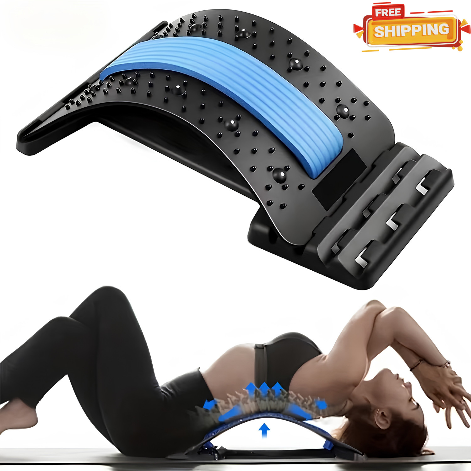 Multi-Level Back Stretcher Adjustable Lumbar Support Device Spine Pain Relief