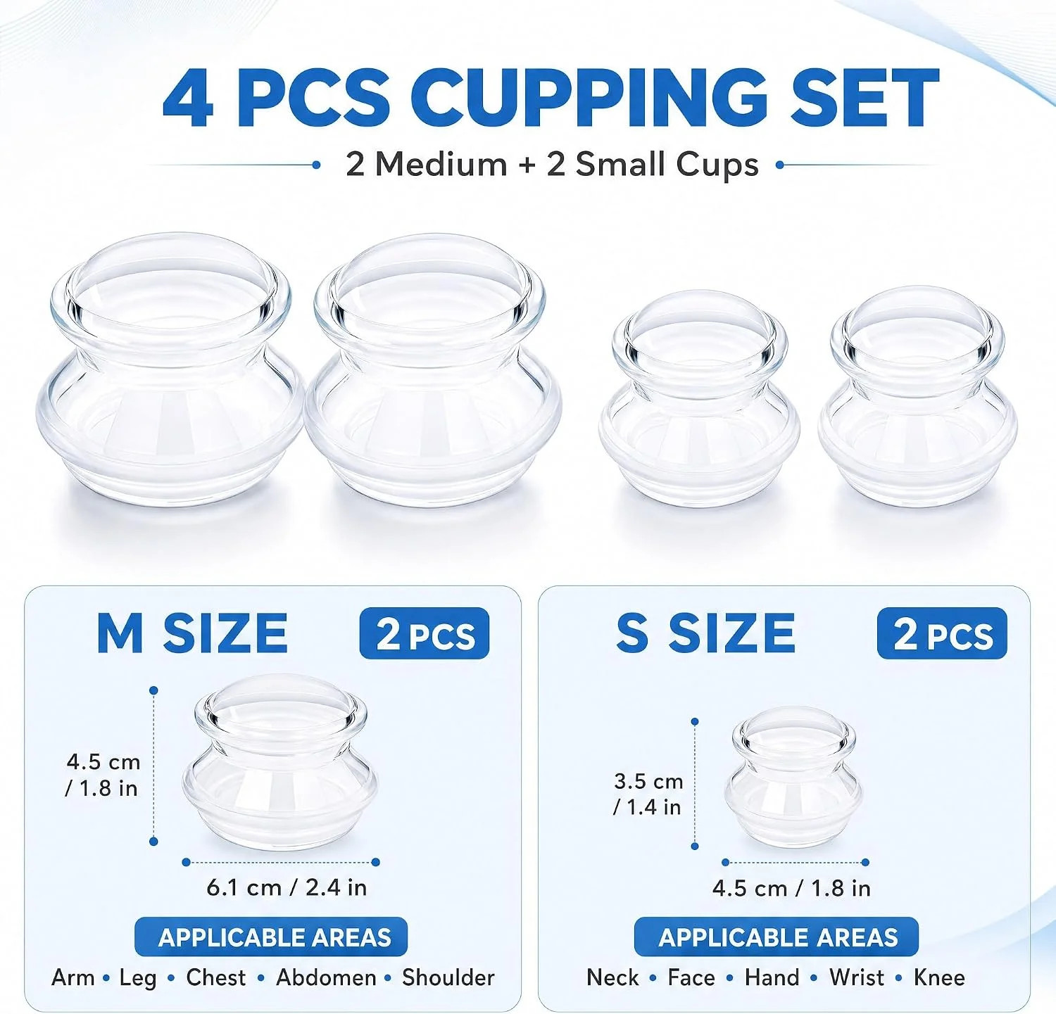 ELERA Silicone Cupping Set for Face & Body, 4 Pcs Facial Cupping Therapy Kit, Ly