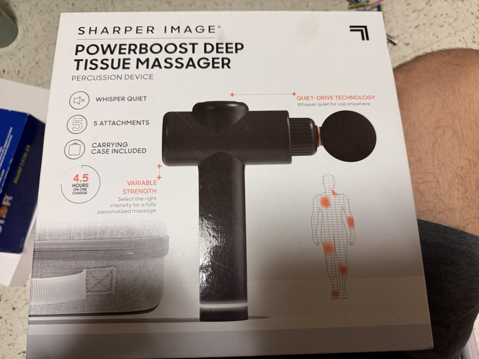 Sharper Image Power Percussion Deep Tissue Massager w/ 6 Heads + Case