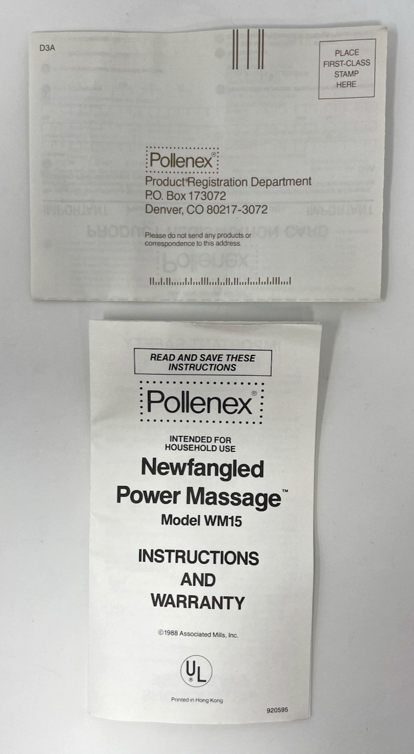 Pollenex NewFangled Power Massager Handheld Angled WM15 2-Spd Tested Working