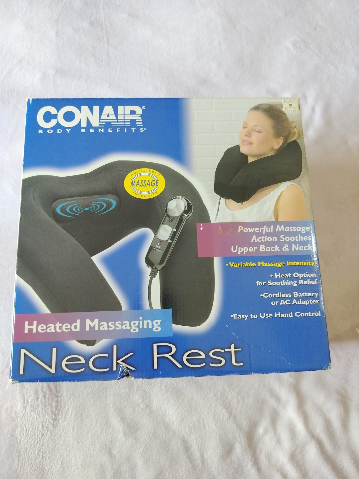 Conair Heated Massaging Neck Rest Variable Intensity Battery Or AC Adapter