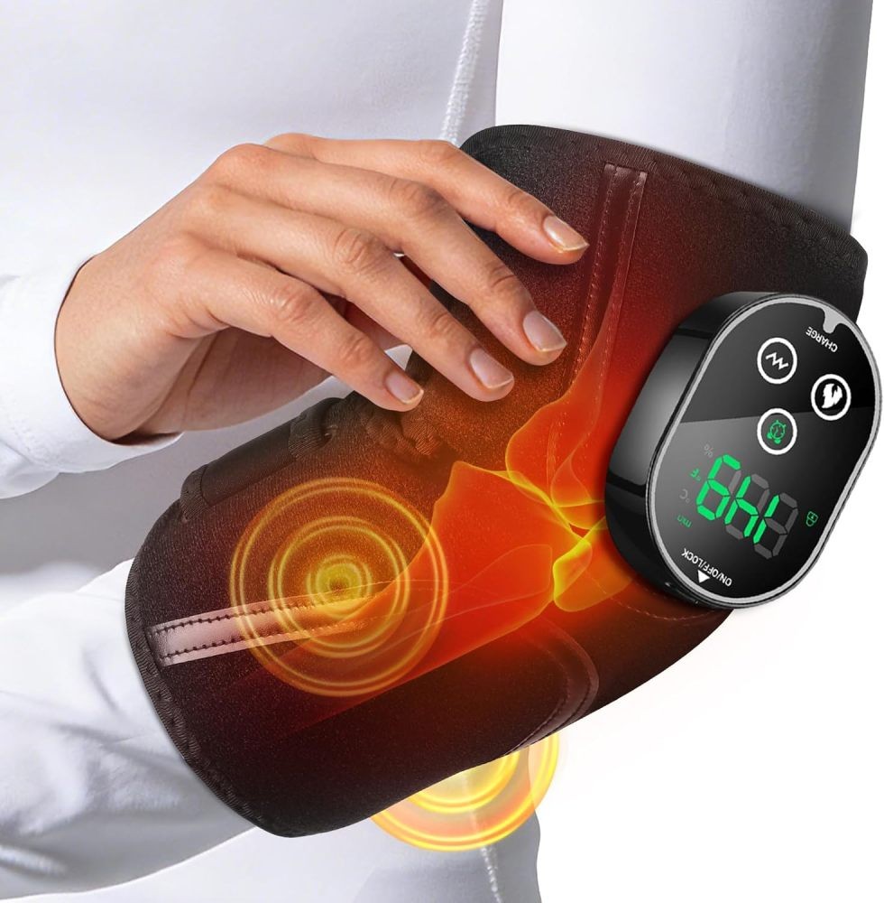 Electric Elbow Massager Brace Wrap Joint Pain Relief Heating Vibration Therapy