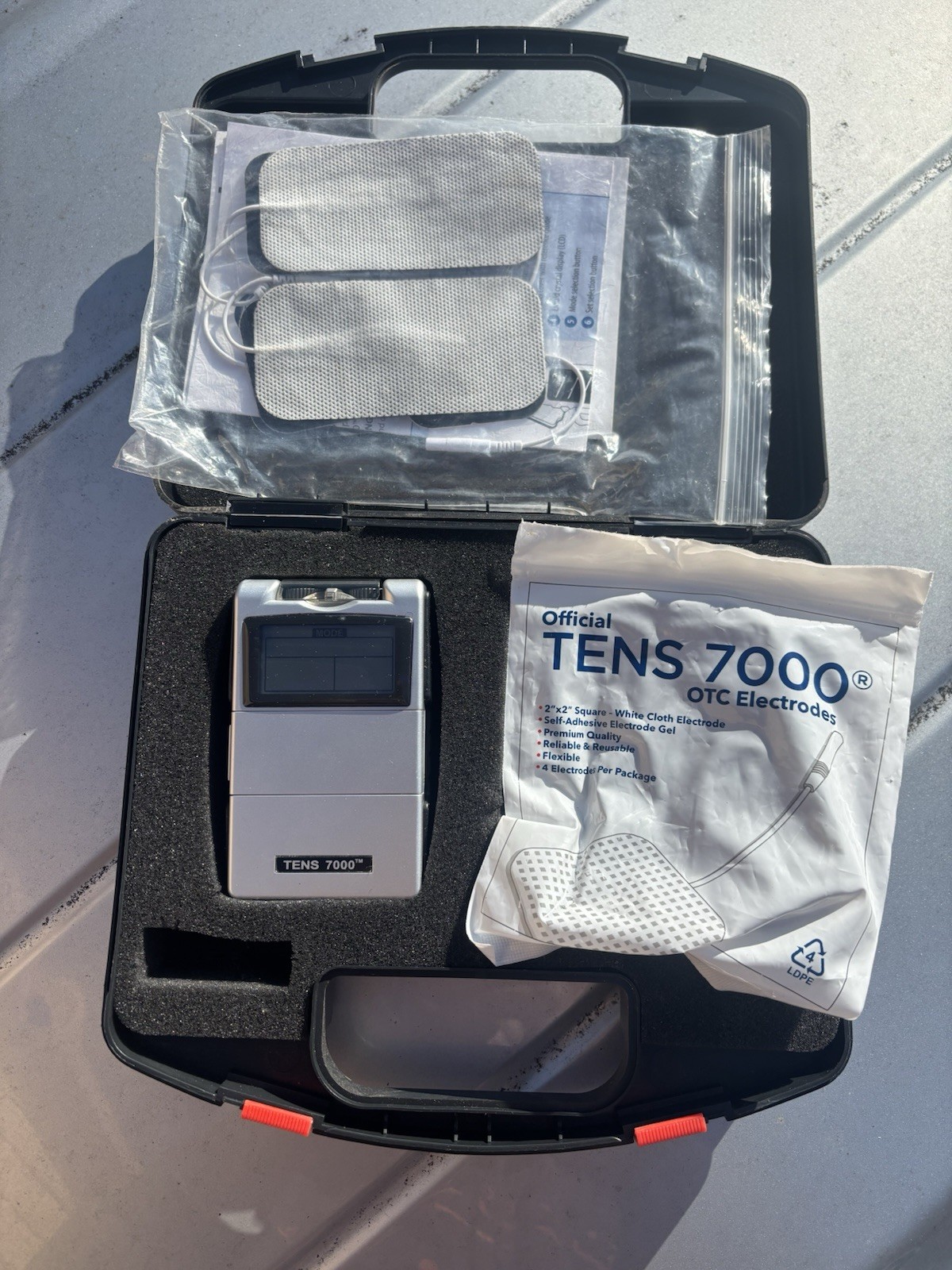 TENS 7000 Digital TENS Unit Pain Relief Muscle Stimulator w/ Case & Pads