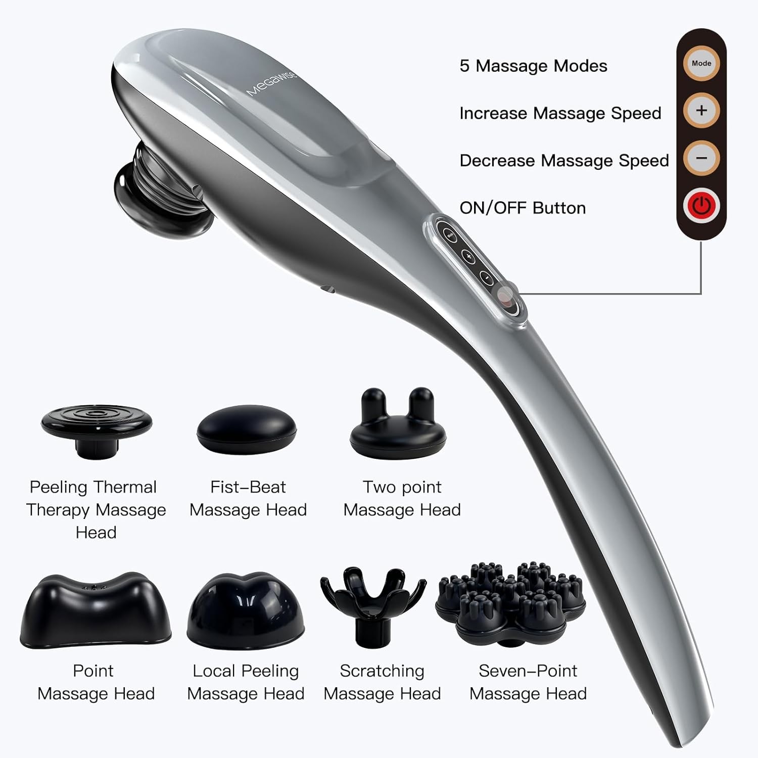 Handheld Back Massager Deep Tissue Percussion Gun Portable Neck Shoulder