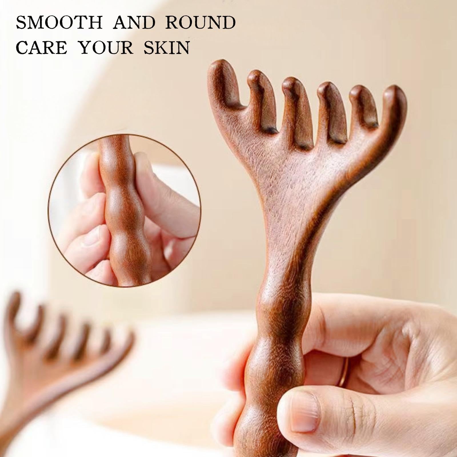 Sandalwood Massage Comb, Long Handle Wooden Scalp Massager, Gua Sha Tool for …