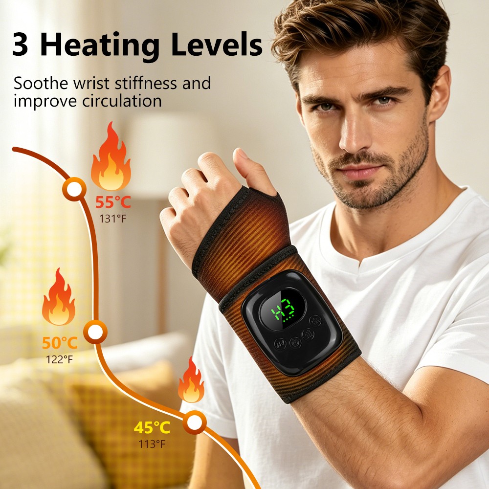 Hand Massager with 3 Heat and 4 Compression Carpal Tunnel Relief & Wrist Relief