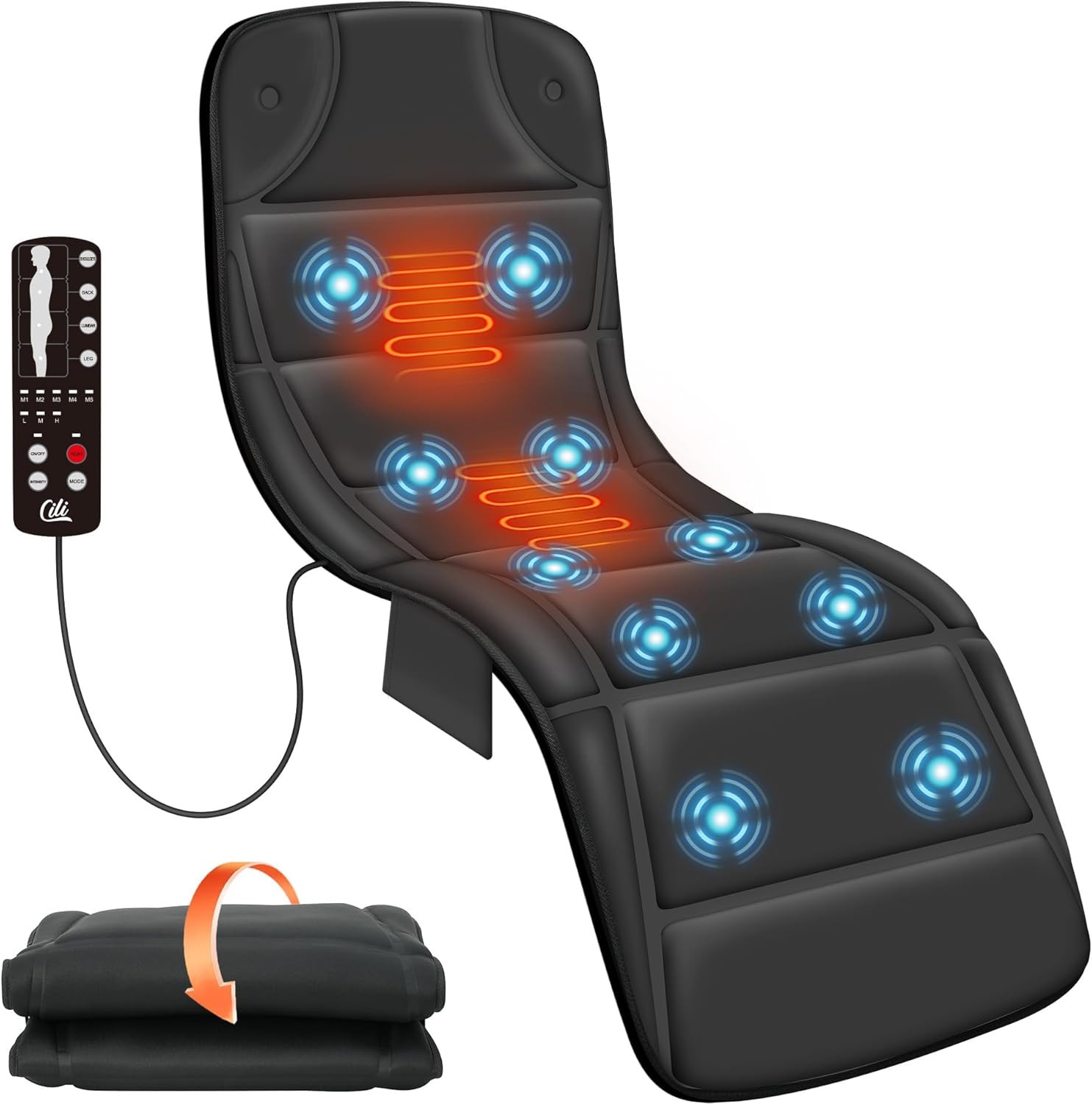 Massage Mat Full Body,Massager Chair Pad,10 Vibration Motors & 5 Massage Modes,B