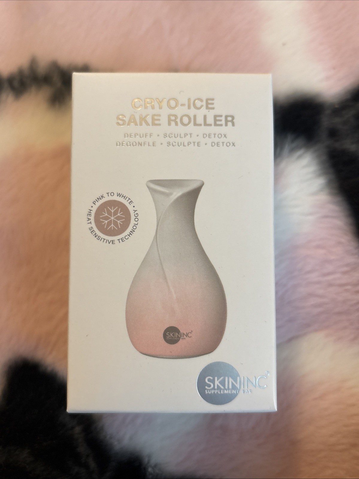 Skin Inc Cryo Ice Sake Roller – Depuff Sculpt Detox – Pink To White New Sealed