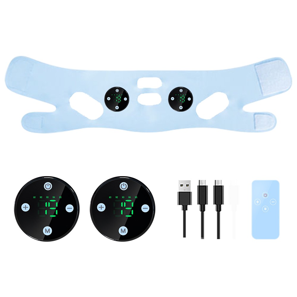 EMS Facial Massager Mask Microcurrent V Line Strap 8 Modes 19 Levels Remote