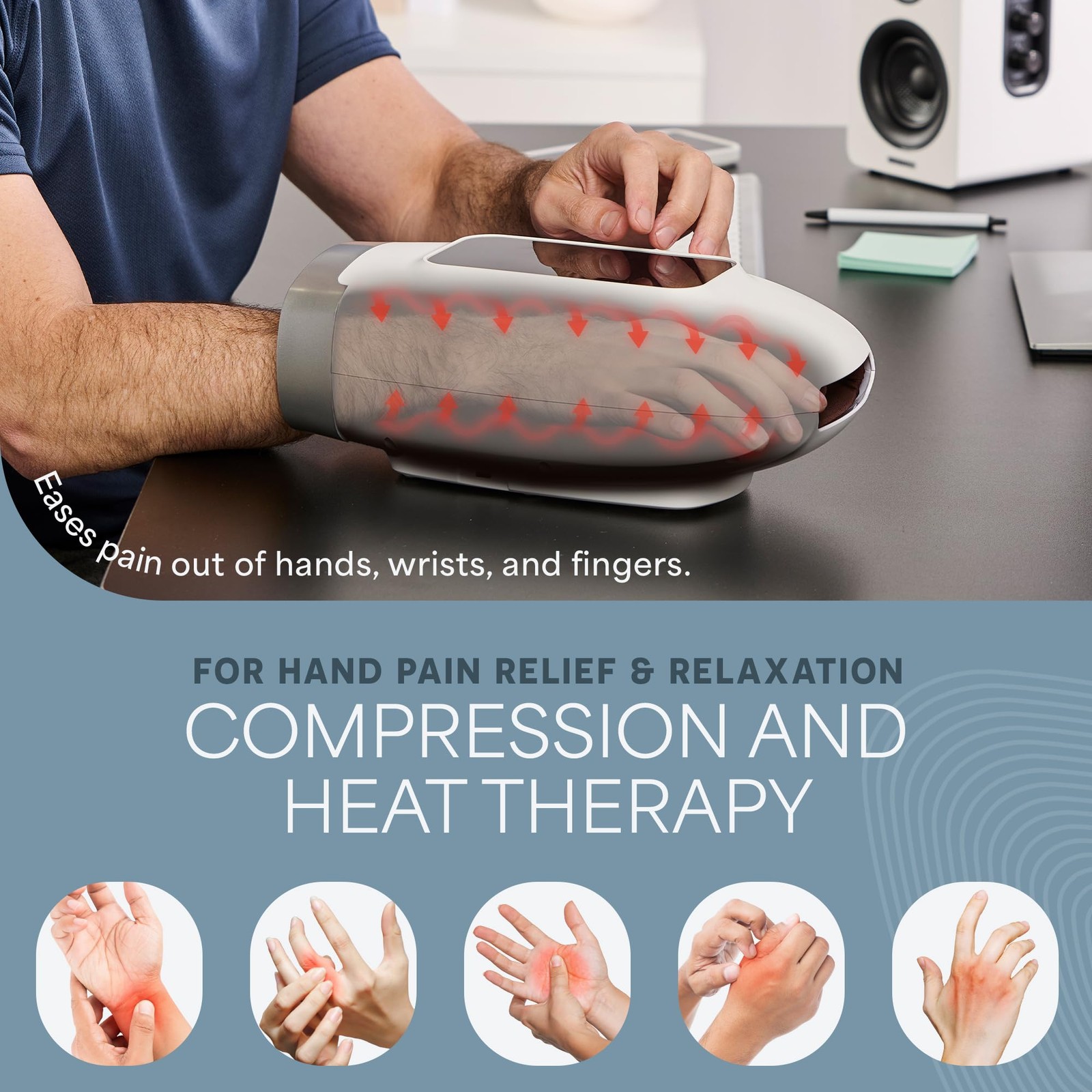 Lifepro Hand Massager Pain Relief With Heat Compression And Vibration Features