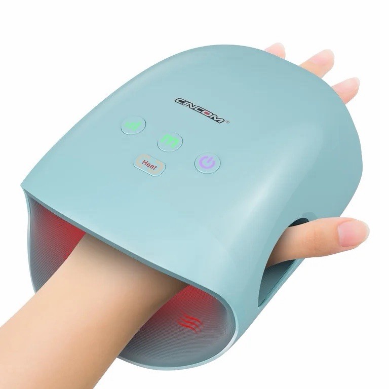 CINCOM Heated Hand Massager Kneading Massage 15-Min Timer Blue