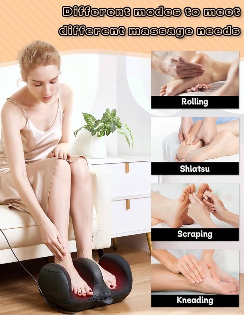 Cordless Shiatsu Foot Massager w/Heat Auto Shut Off Rechargeable Calf Roller NEW