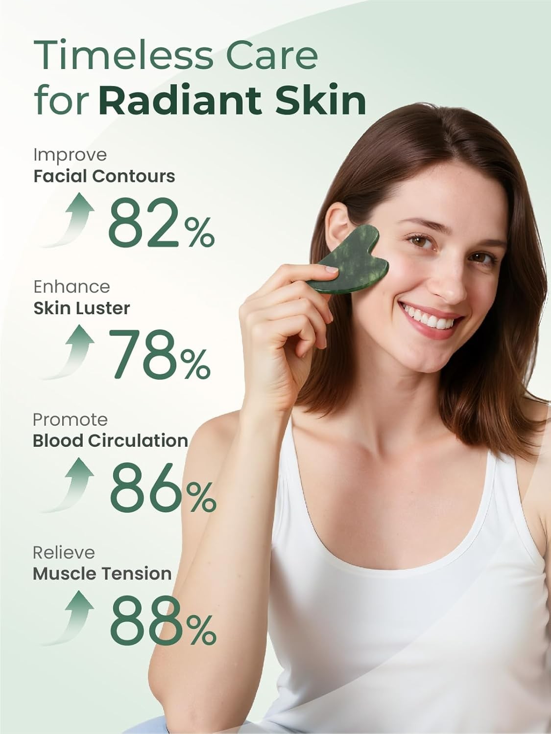Gua Sha Facial Tools, Natural Jade Stone Guasha Tool for Face Acupuncture Therap